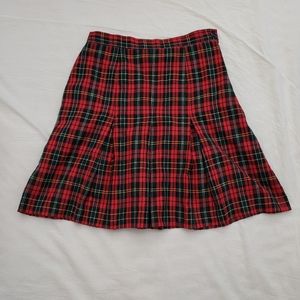 Marie Claire Vintage Tartan Plaid Red Skirt Pleated